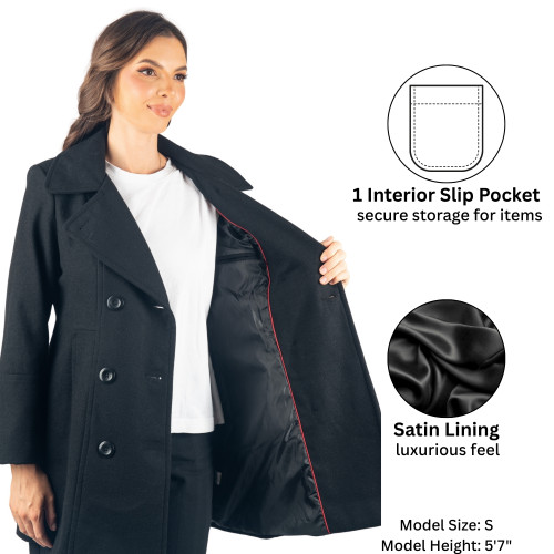 Alpine Swiss Norah Womens Wool Blend Peacoat Runs Large Classic